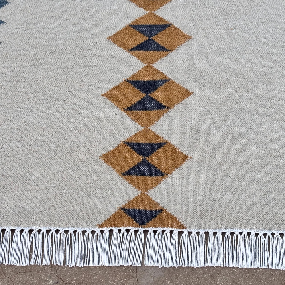 Handmade Wool Multicolor Vintage Dhurrie For Home